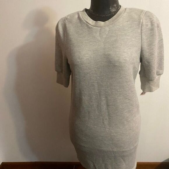 Current/Elliott The Pleat Gray Sweatshiirt dress, w padded shoulder pads, size 1 - Picture 1 of 5